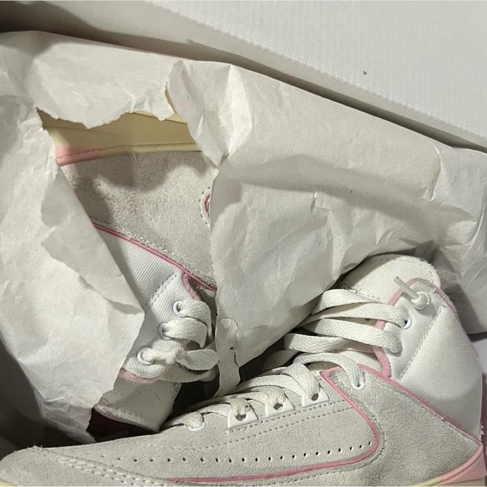 Jordan White and Pink Athletic Shoes Classic Design